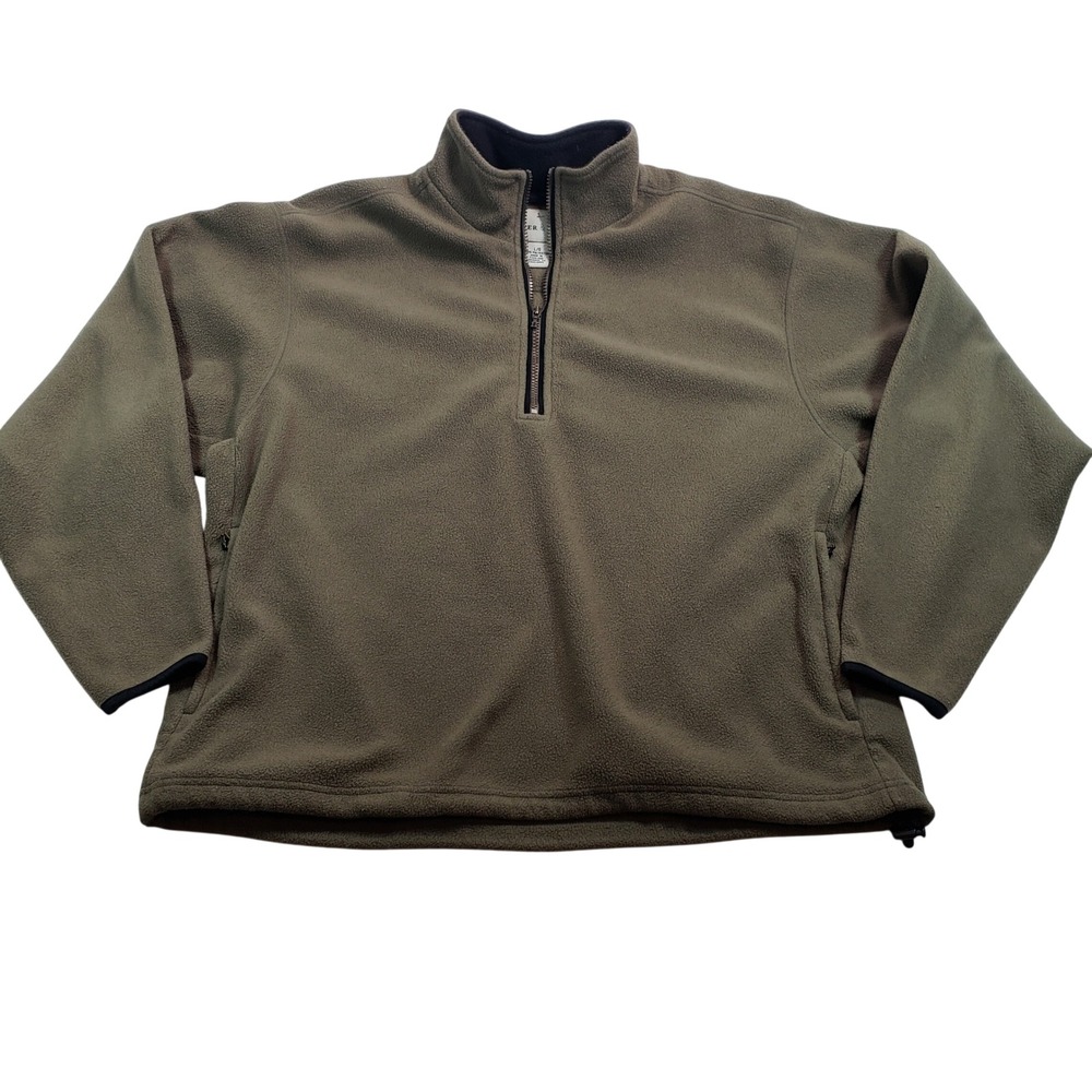 Cutter & Buck Fleece Pullover Jacket‎ 1/4 Zip Khaki Green Mens Large